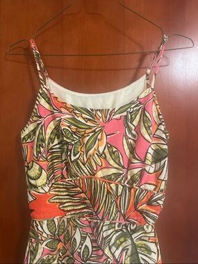 C&C California Pink Orange Tropical Print Maxi Dress
